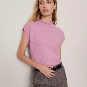 ANN TAYLOR ROLL NECK SLEEVELESS SWEATER VEST LAVENDER BUDDING BLOSSOM XS